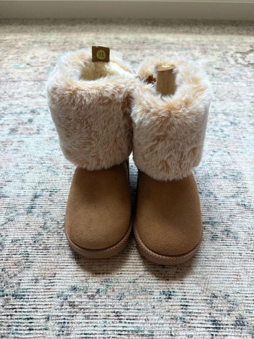 Kids Faux-Fur Cuff Winter Boots - Tan